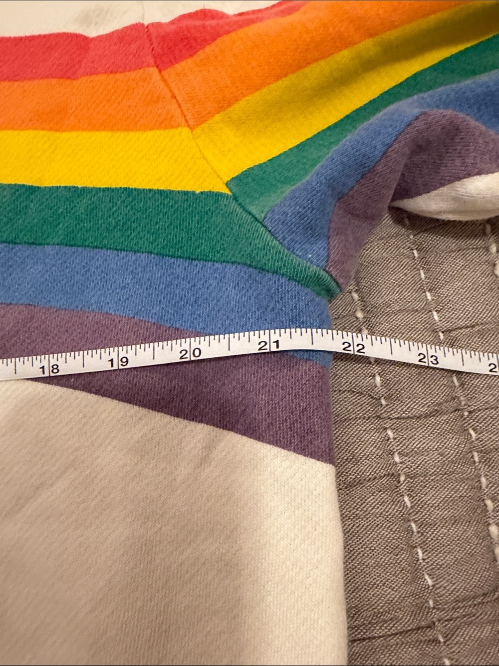 Lou & Grey White Cropped Sweatshirt with Rainbow Stripe Bands - Picture 7 of 8